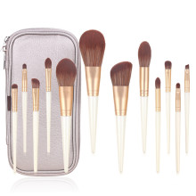 12 PCS  Wholesale White  Wood Handle Makeup Brush Set With PU Travel Bag  Cosmetic Brochas De Maquillaje